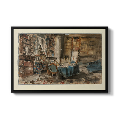 Cabinet de Flaubert à Croisset, 1874 - Floater Framed Canvas Print