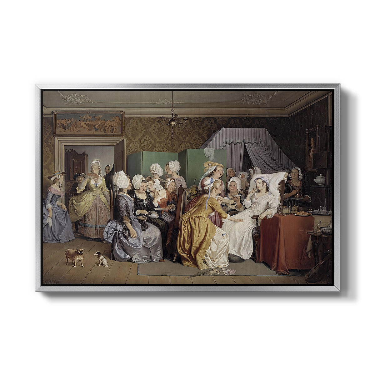 The Maternity Room (Scene from "Barselstuen"), 1845 - Floater Framed Canvas Print