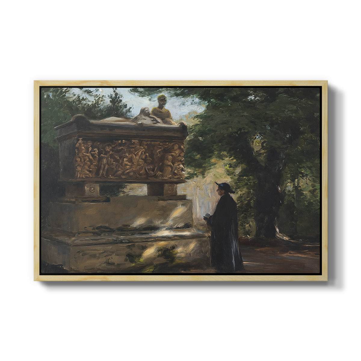 A Catholic Priest in Front of a Sarcophagus, c. 1857 - Floater Framed Canvas Print
