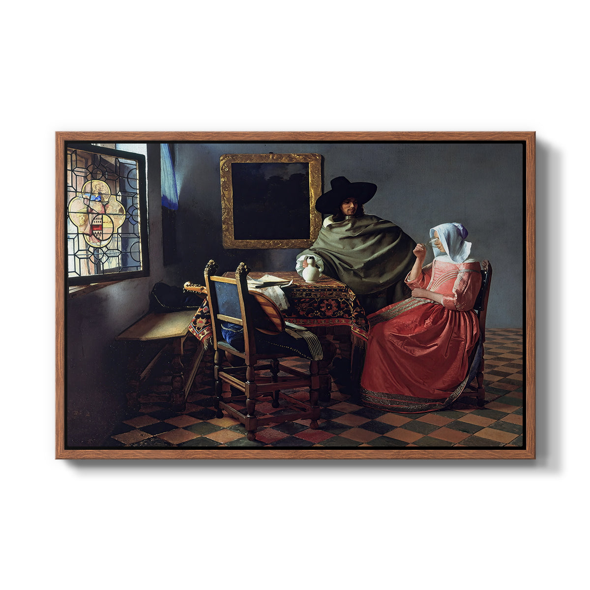 The Glass of Wine, c. 1660 - Floater Framed Canvas Print