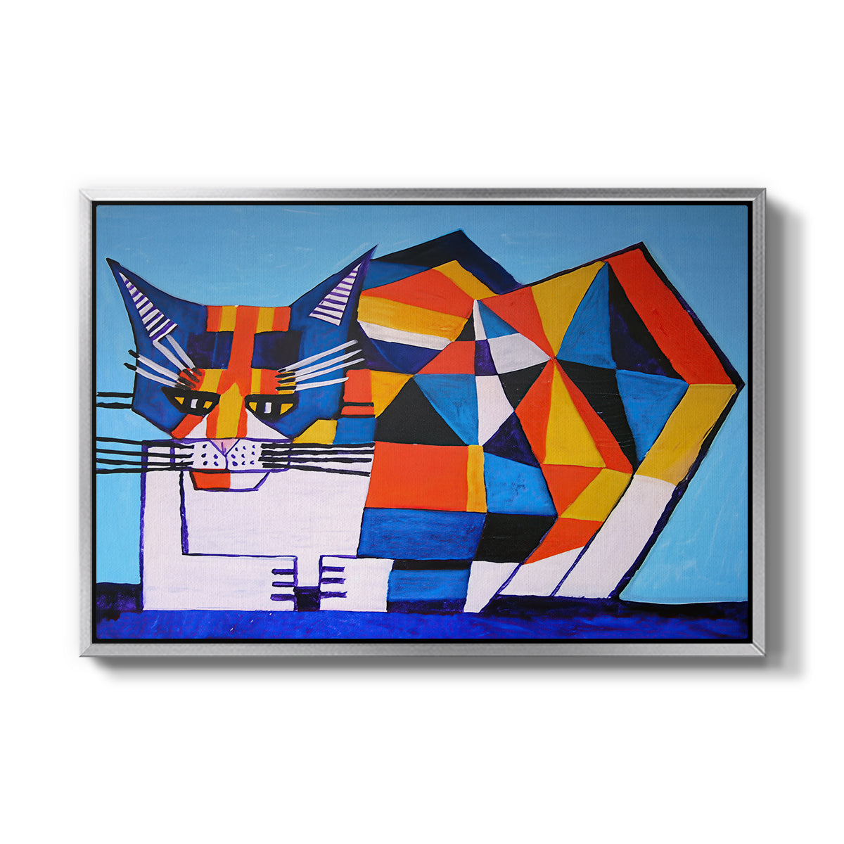Cassie Thinking about Cubism - Floater Framed Canvas Print