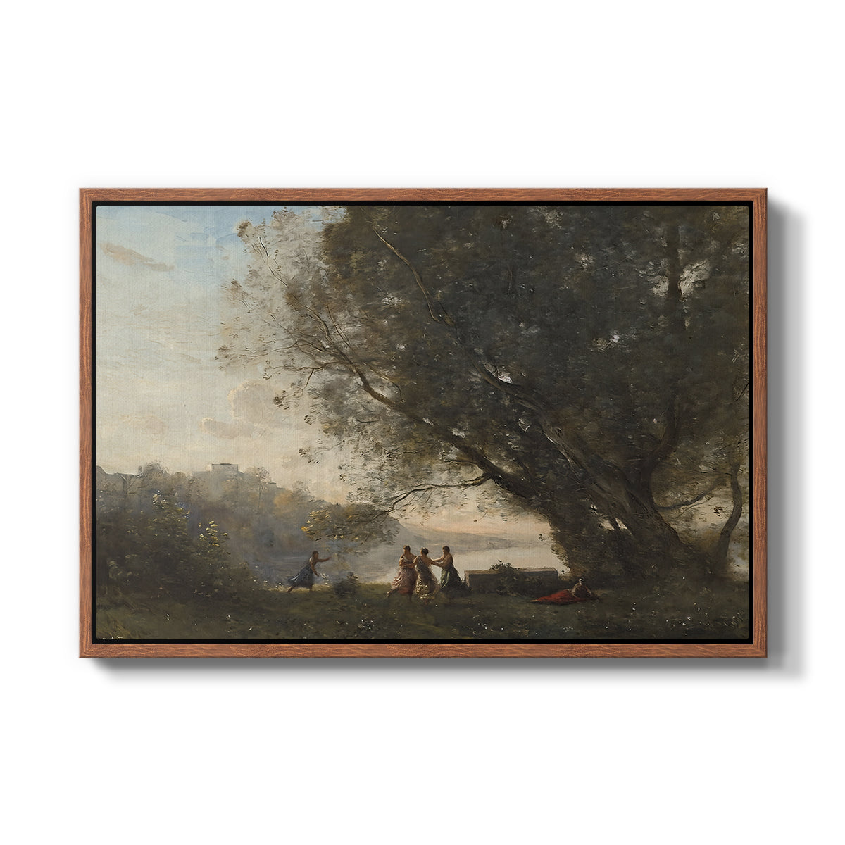 Dance Under the Trees at the Edge of the Lake, c. 1865-1870 - Floater Framed Canvas Print