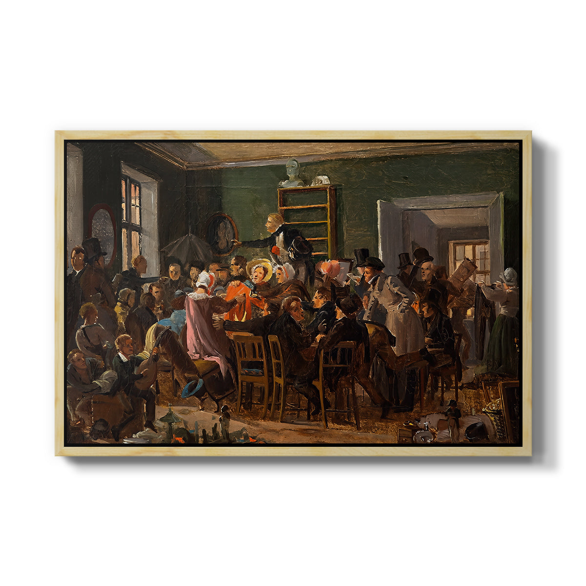 An Auction Scene, 1835 - Floater Framed Canvas Print