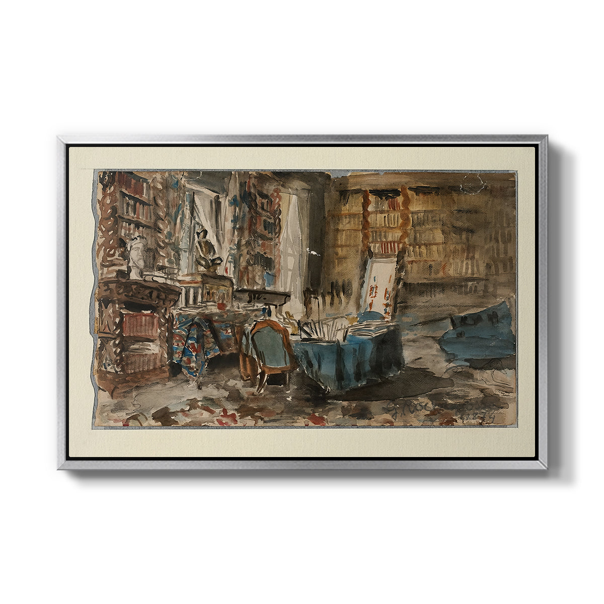 Cabinet de Flaubert à Croisset, 1874 - Floater Framed Canvas Print