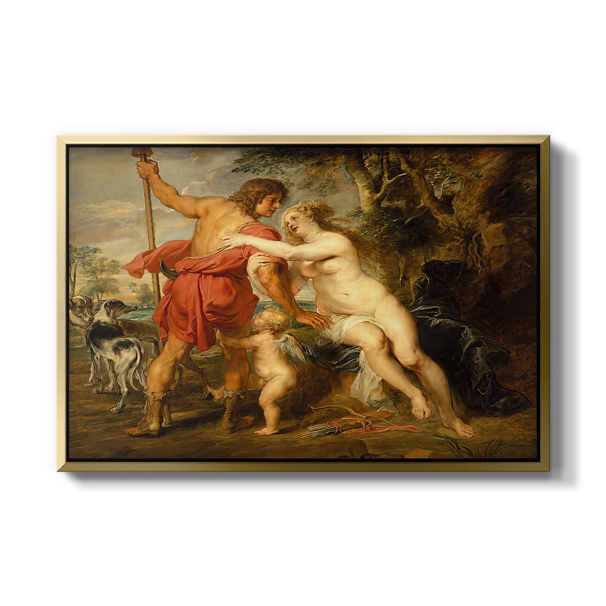Venus and Adonis, c. 1635 - Floater Framed Canvas Print
