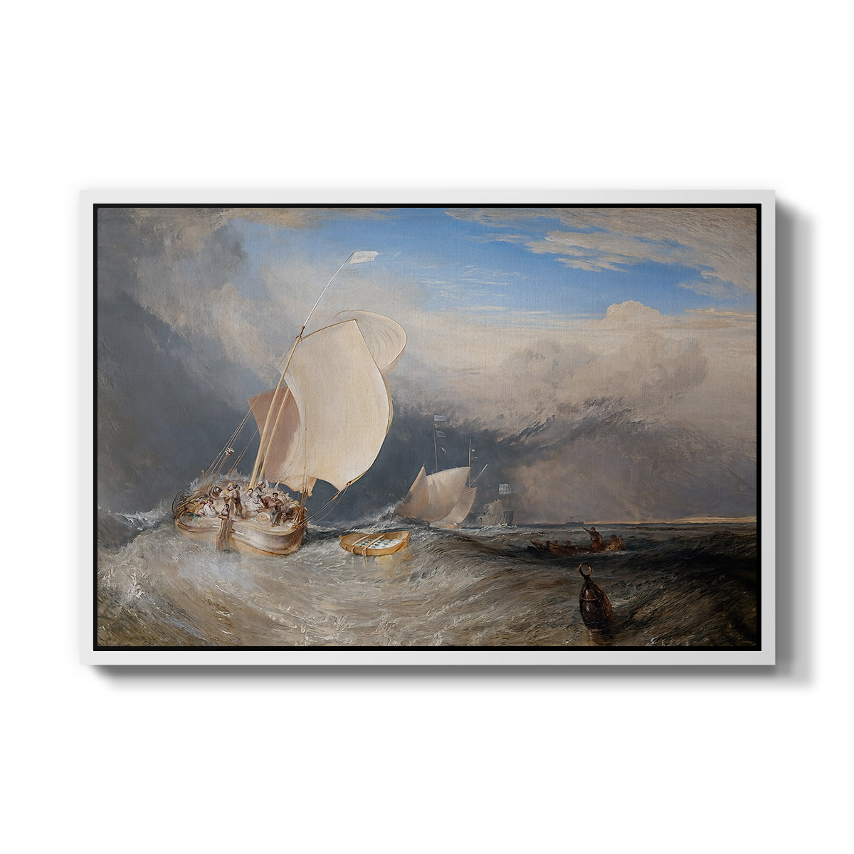 Fishing Boats with Hucksters Bargaining for Fish, 1837-1838 - Floater Framed Canvas Print