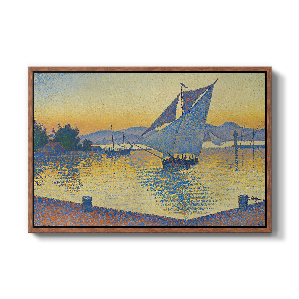 The Port at Sunset, Opus 236, Saint Tropez, 1892 - Floater Framed Canvas Print