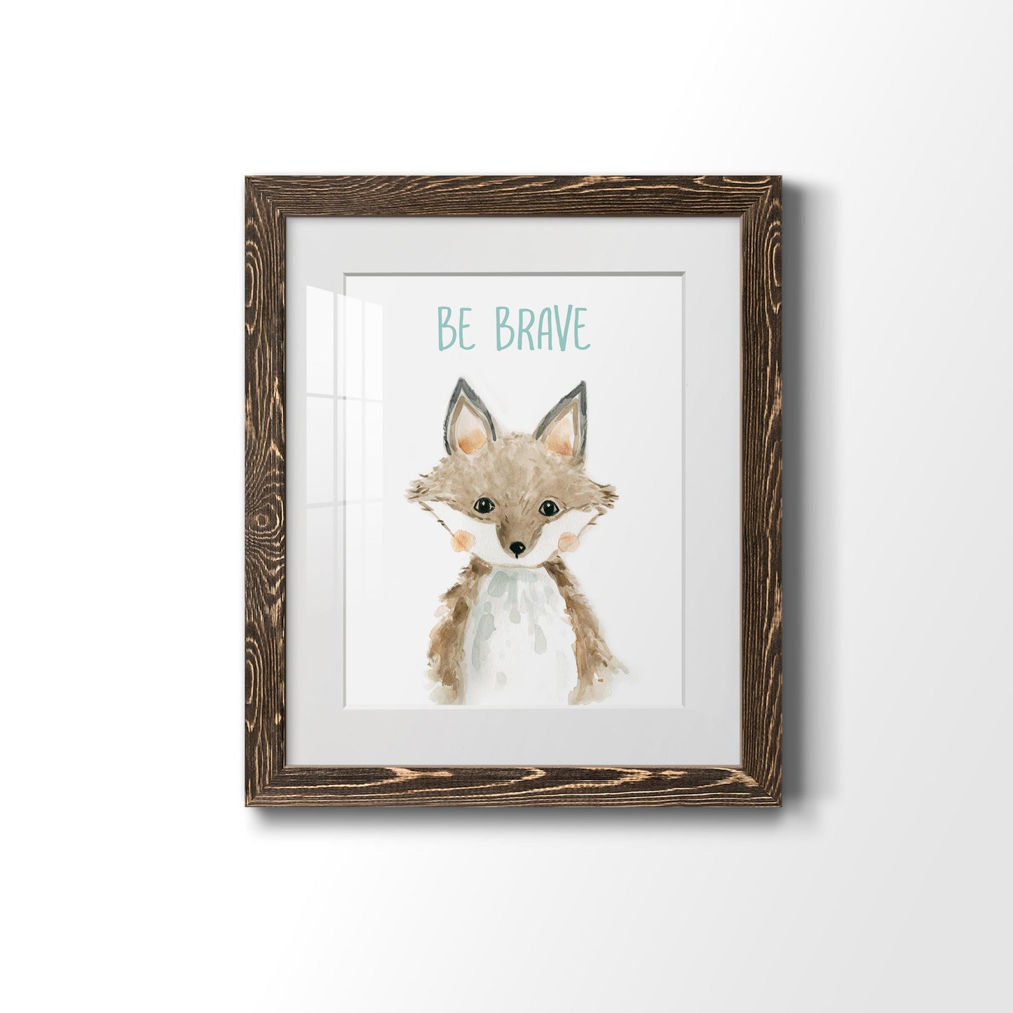 Be Brave Fox - Premium Framed Print - Distressed Barnwood Frame - Ready to Hang