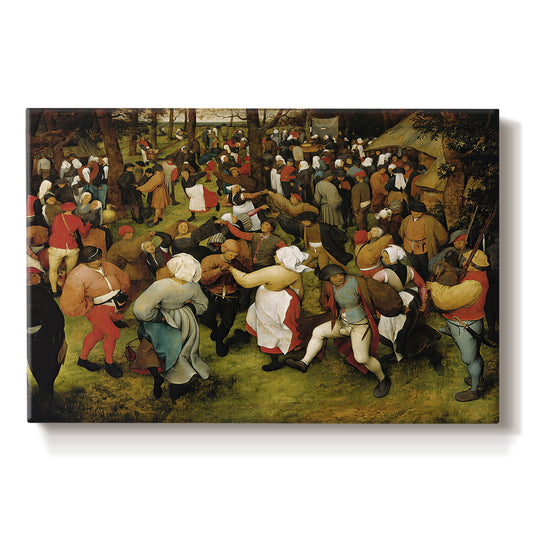 Canvas art print portraying figures dancing in crowded outdoor scene, set against a white background