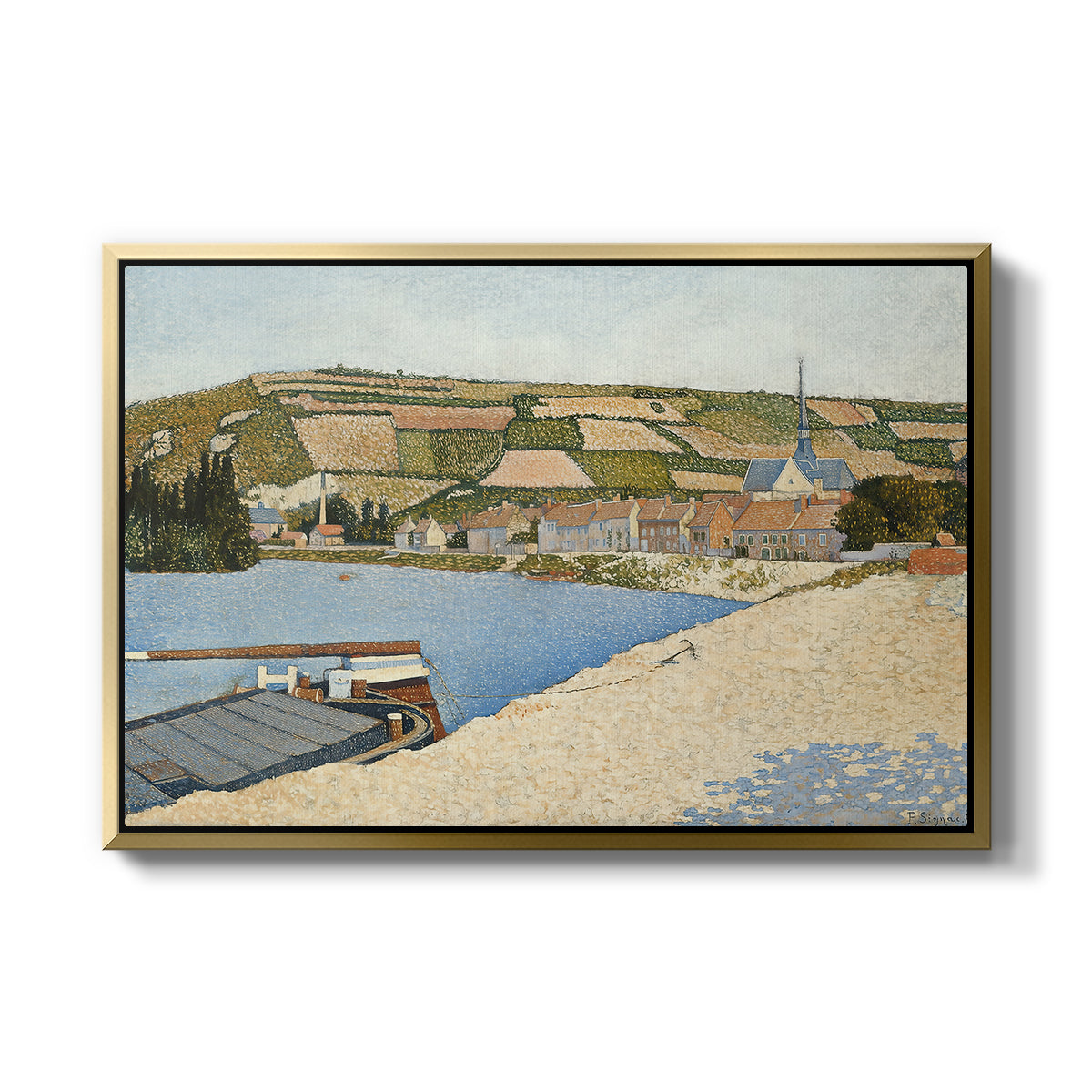 The Riverbank, Les Andelys, 1886 - Floater Framed Canvas Print