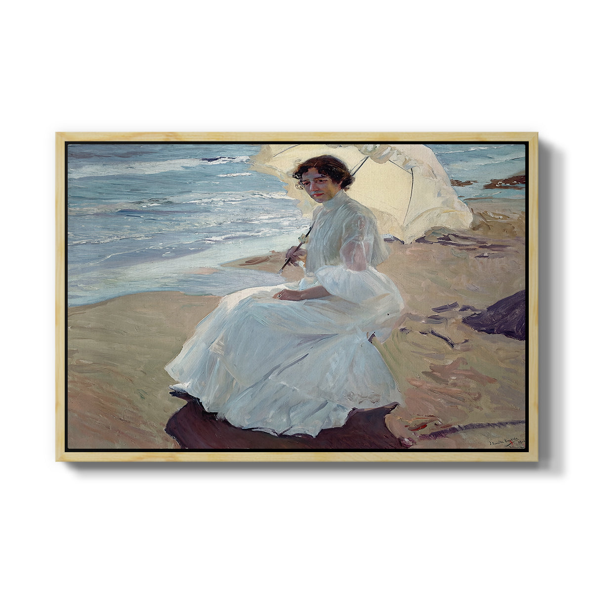 Clotilde on the Beach, 1904 - Floater Framed Canvas Print