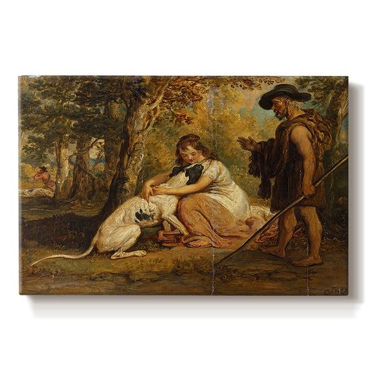 Canvas art print portraying dogs confronting each other in dramatic outdoor scene, set against a white background
