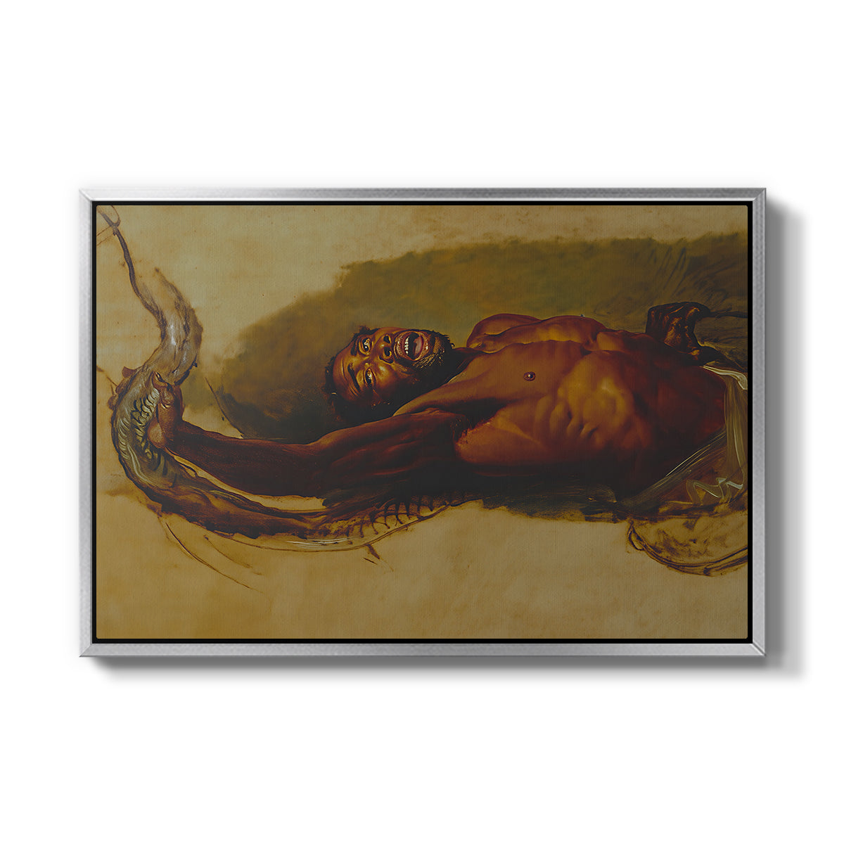 Man Struggling with a Boa Constrictor, c. 1803 - Floater Framed Canvas Print