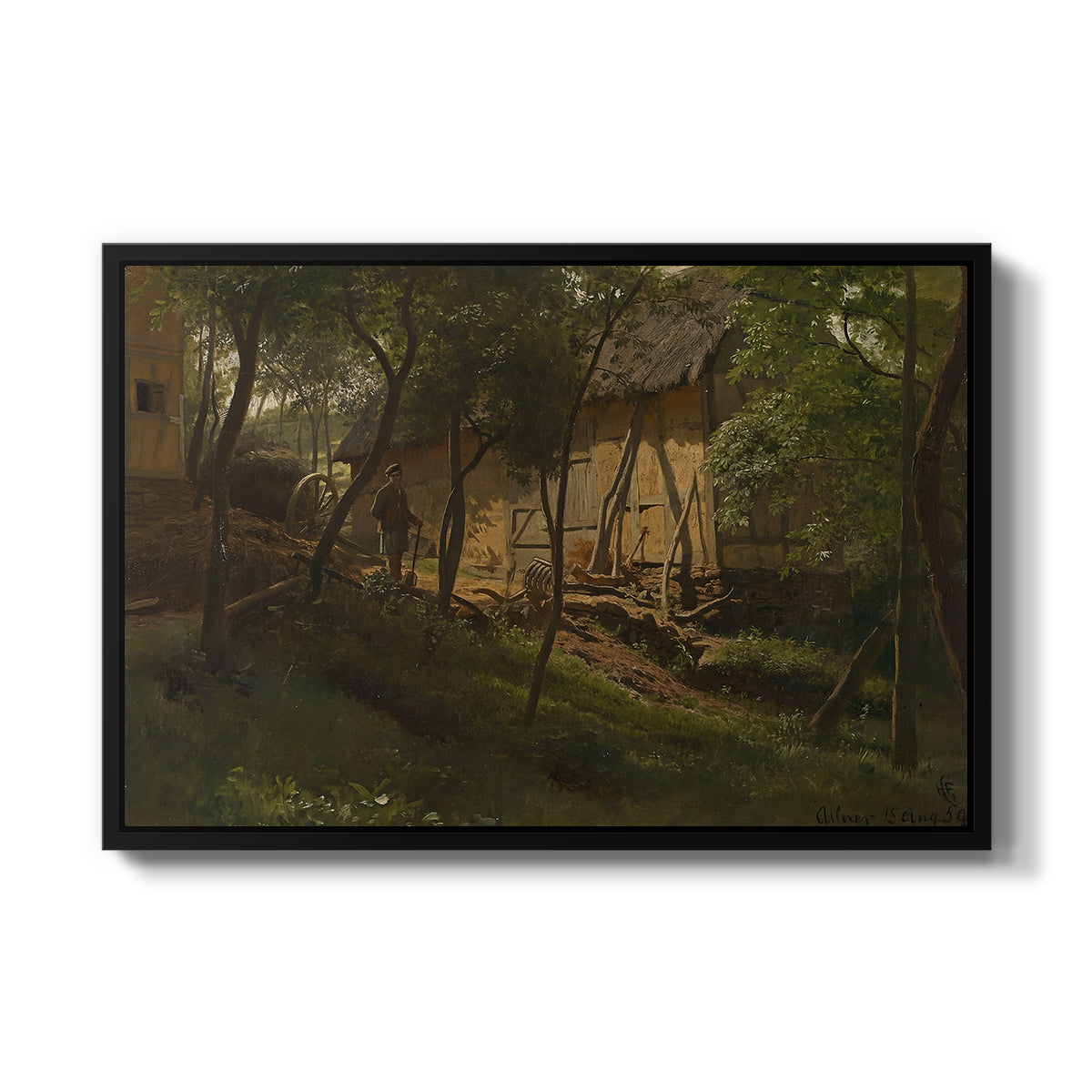 German Farm, 1859 - Floater Framed Canvas Print