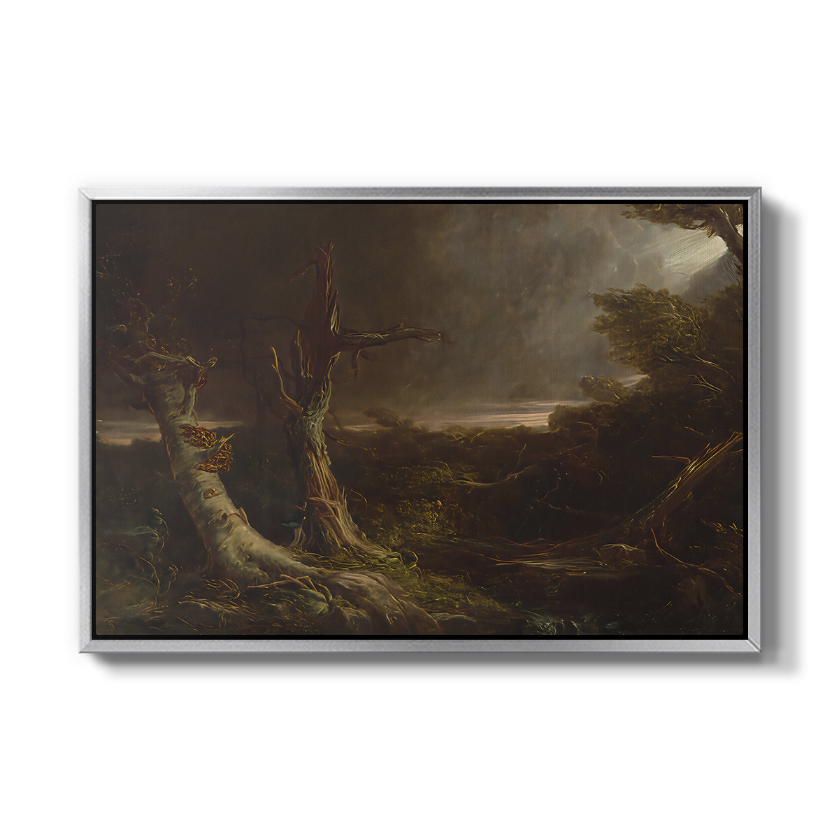 Tornado in an American Forest, 1835 - Floater Framed Canvas Print