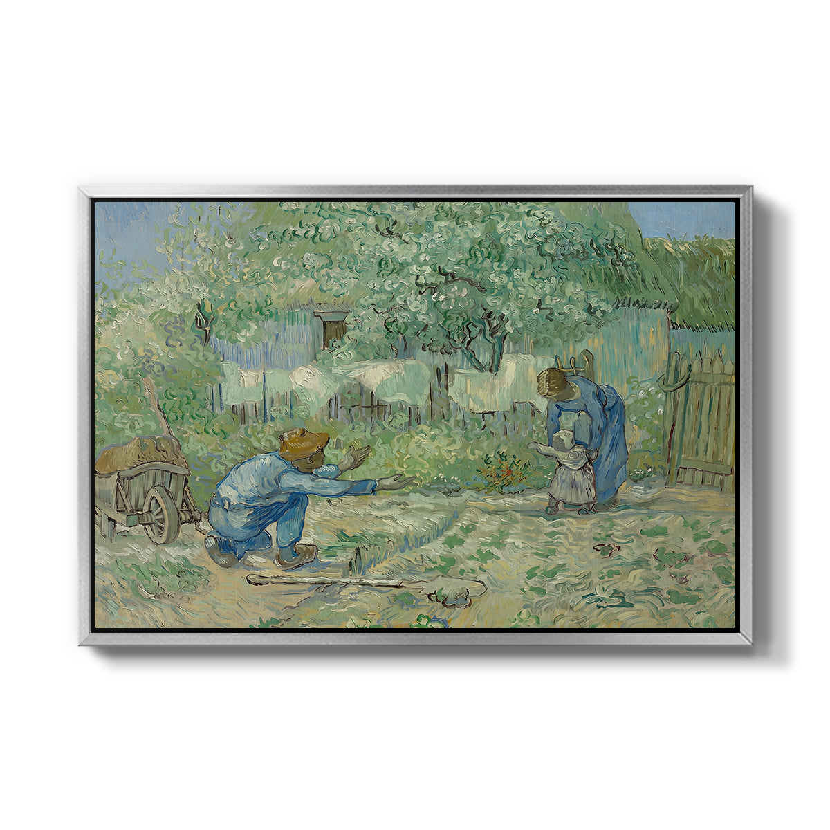 First Steps after Millet, 1890 - Floater Framed Canvas Print