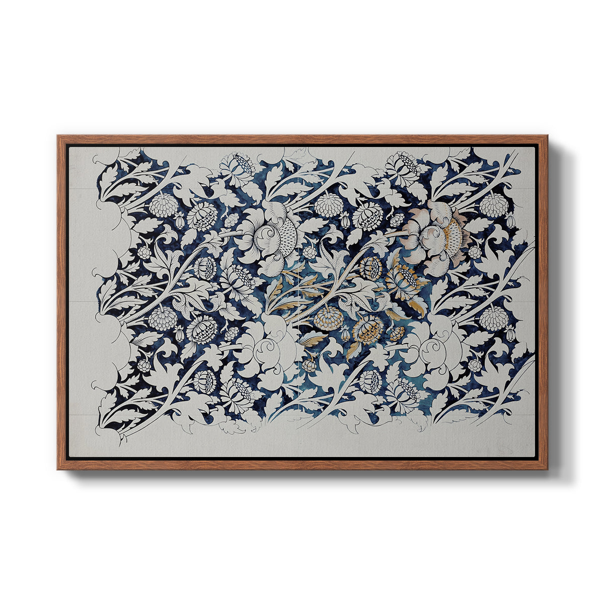 Watercolour for Printed Fabric Design: Wey, c. 1882-1883 - Floater Framed Canvas Print