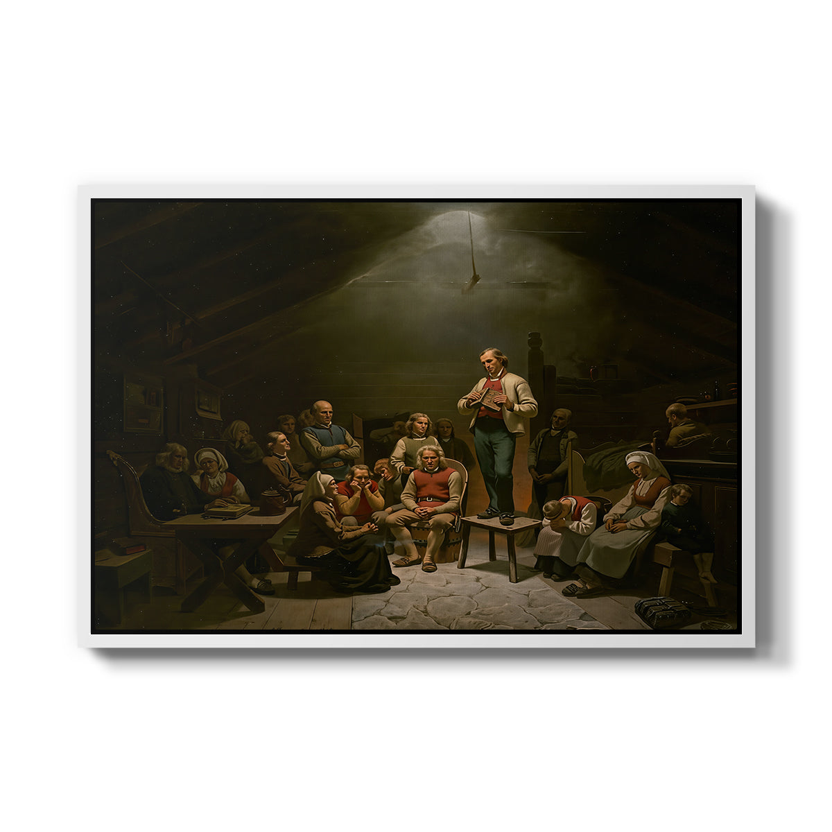 Low Church Devotion (Haugianerne), 1848 - Floater Framed Canvas Print