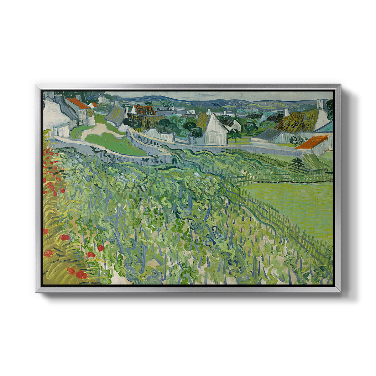 Vineyards at Auvers, 1890 - Floater Framed Canvas Print