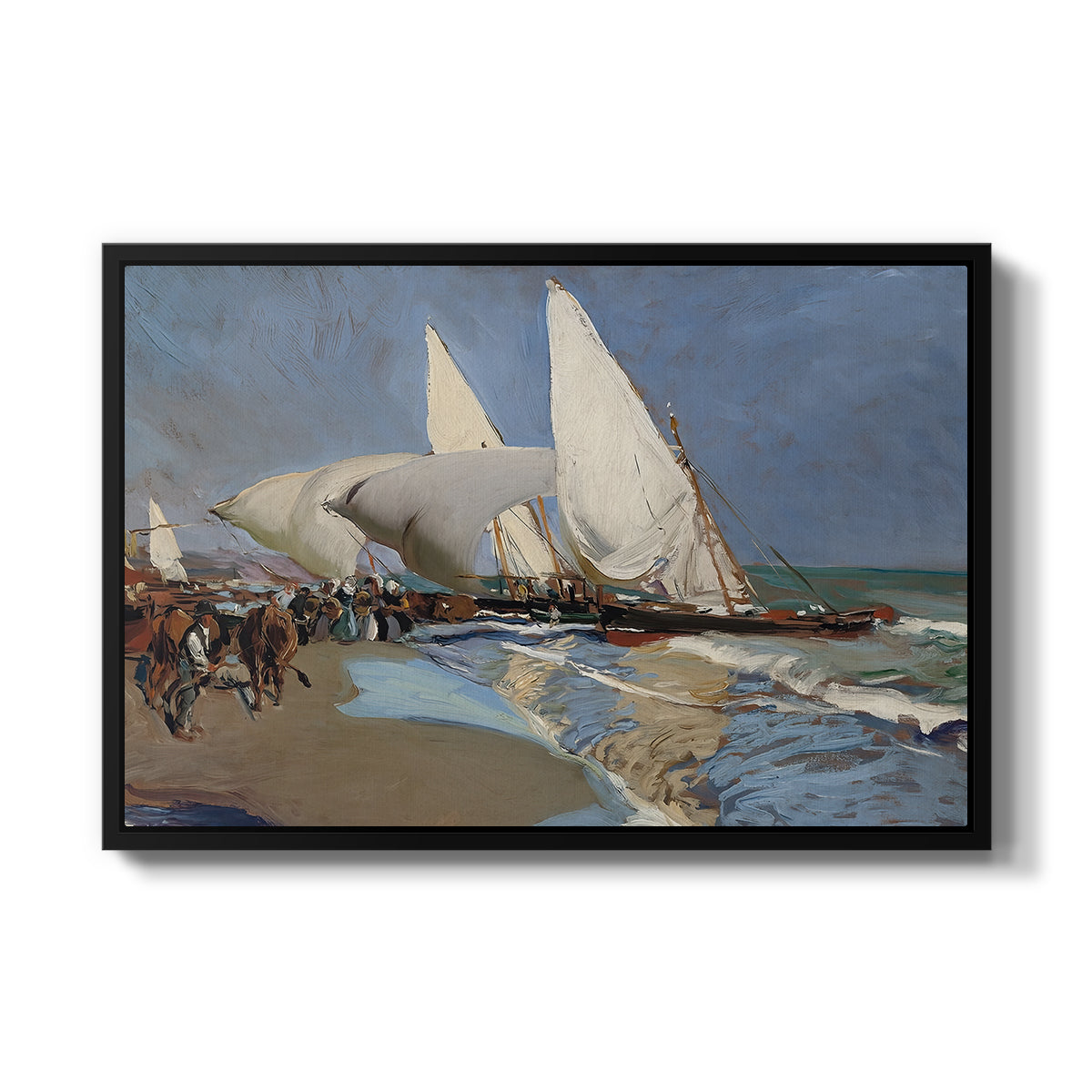 The Beach at Valencia, 1908 - Floater Framed Canvas Print