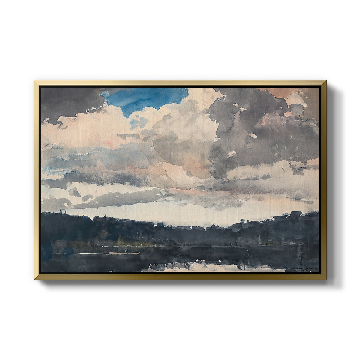 The Lone Boat, North Woods Club, Adirondacks, 1892 - Floater Framed Canvas Print