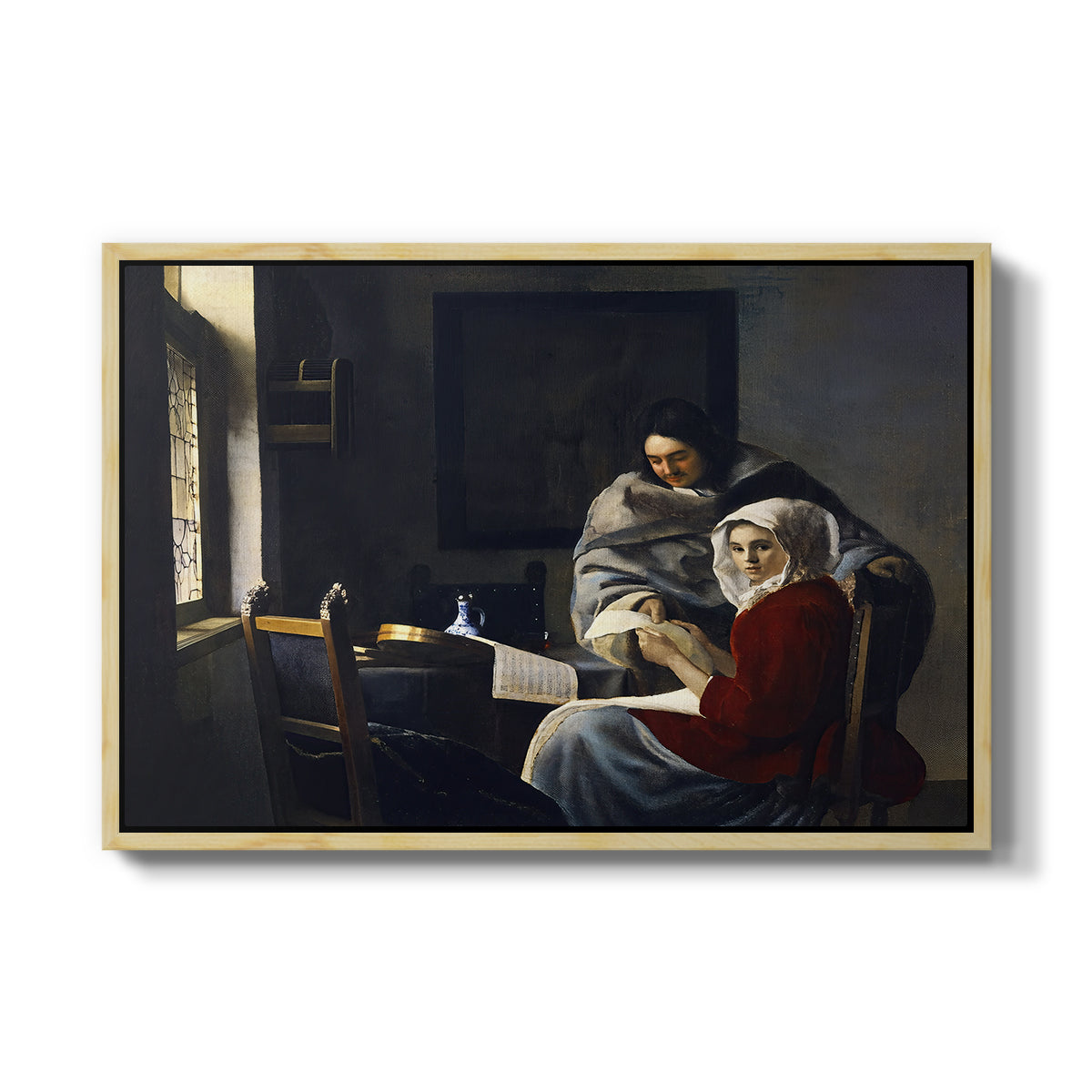 Girl Interrupted at Her Music, c. 1658-1659 - Floater Framed Canvas Print