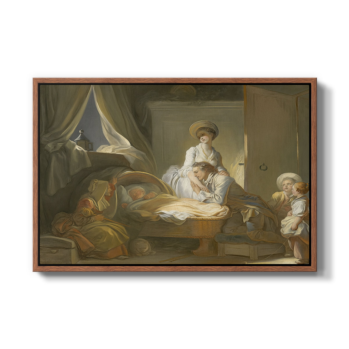 The Visit to the Nursery, c. 1775 - Floater Framed Canvas Print