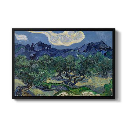 Olive Trees with the Alpilles in the Background, 1889 - Floater Framed Canvas Print