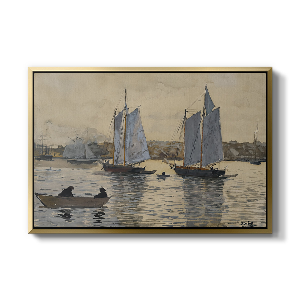 Two Schooners, Gloucester, c. 1880 - Floater Framed Canvas Print