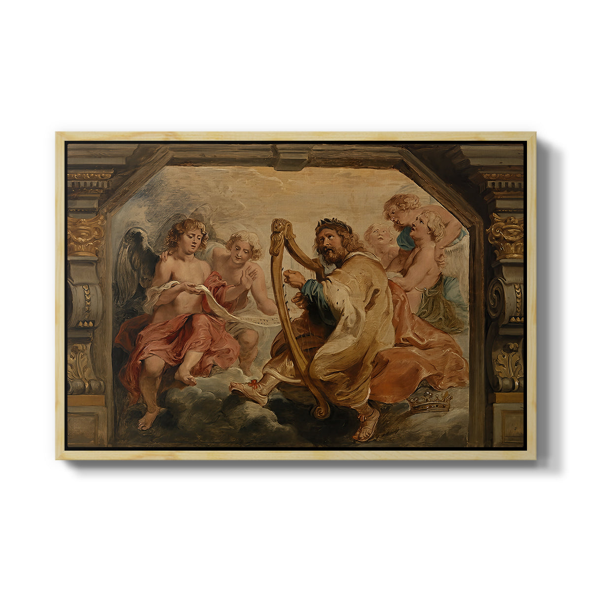King David Playing the Harp, c. 1627-1628 - Floater Framed Canvas Print