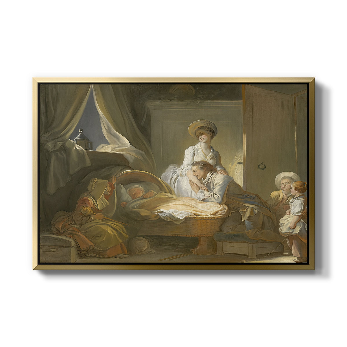 The Visit to the Nursery, c. 1775 - Floater Framed Canvas Print