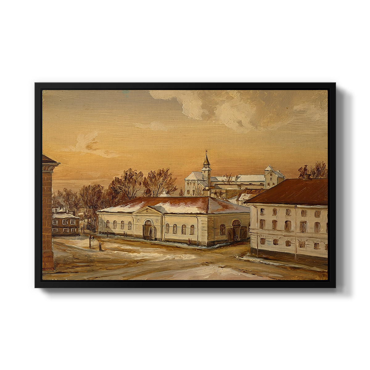 The Riding School at Akershus Castle, 1846 - Floater Framed Canvas Print