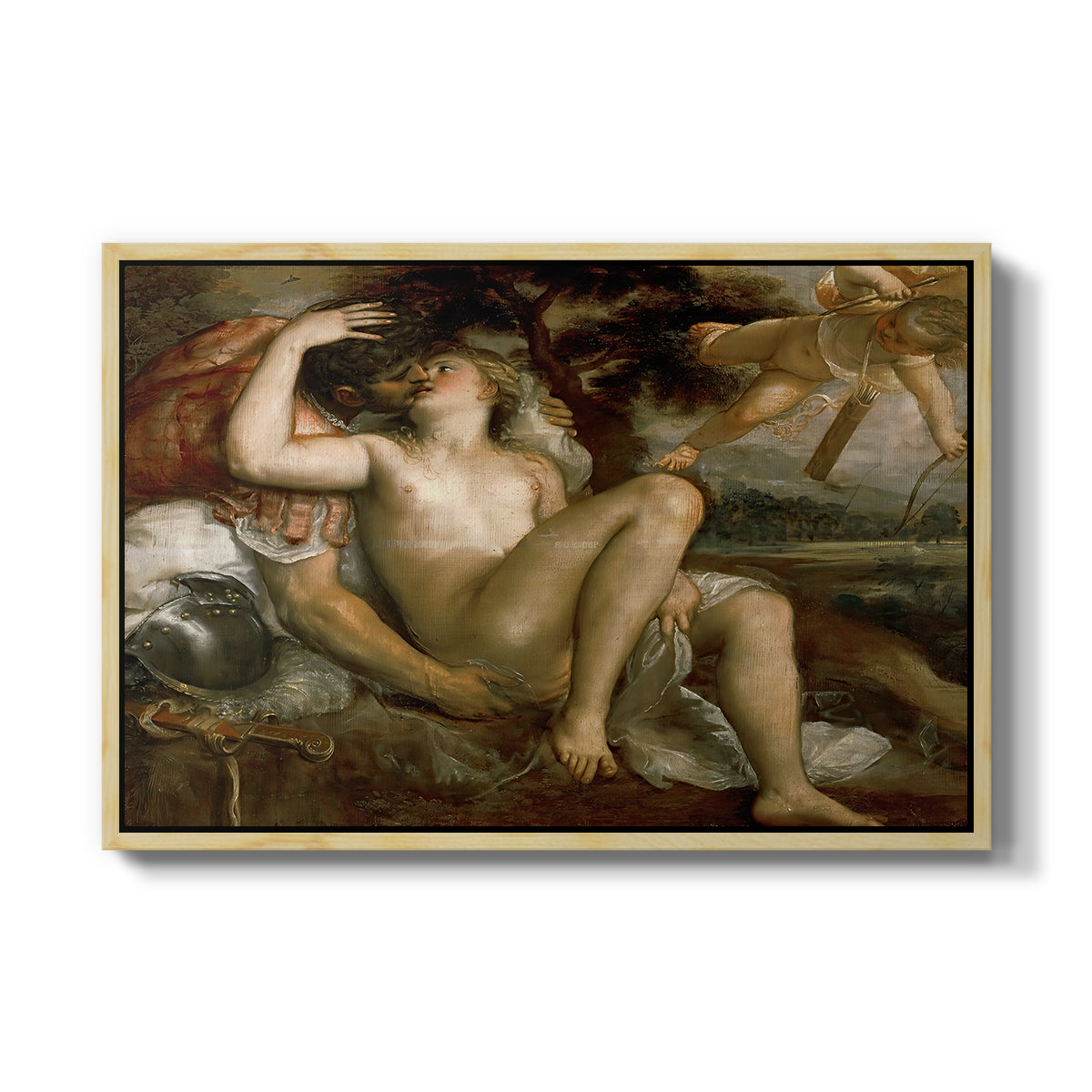 Mars, Venus and Cupid, c. 1530 - Floater Framed Canvas Print