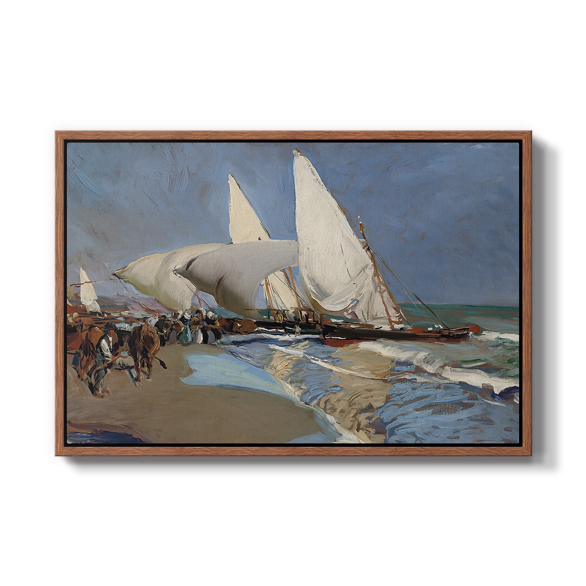 The Beach at Valencia, 1908 - Floater Framed Canvas Print
