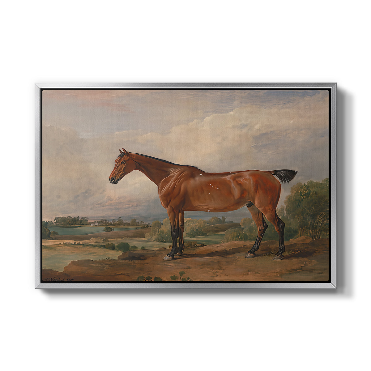 A Hunter in a Landscape, c. 1810 - Floater Framed Canvas Print