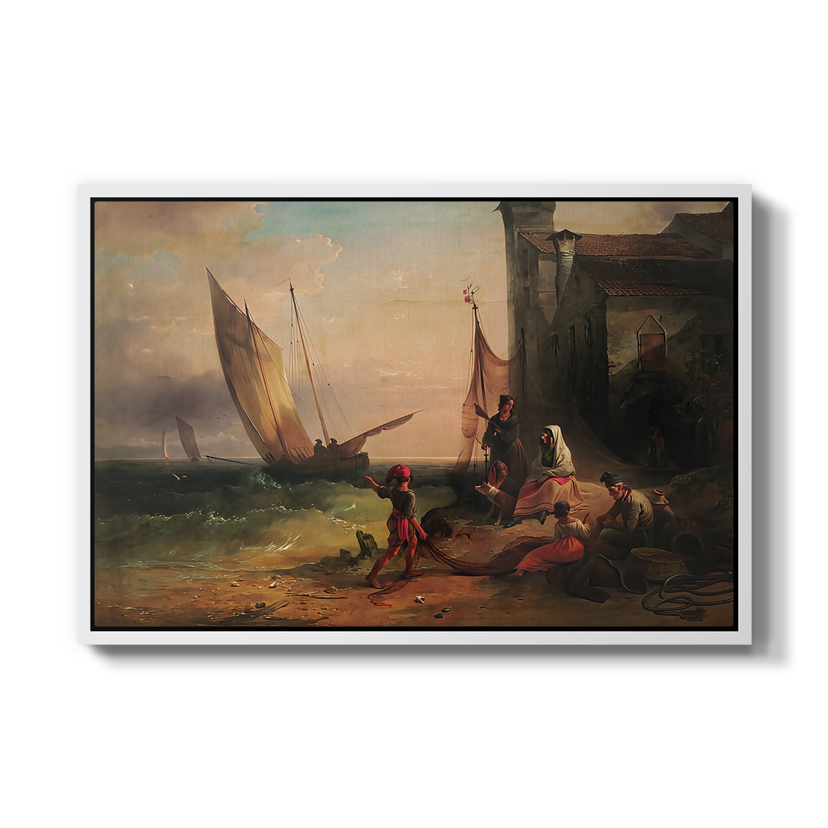 Fisherman's Family from Chioggia, 1838 - Floater Framed Canvas Print