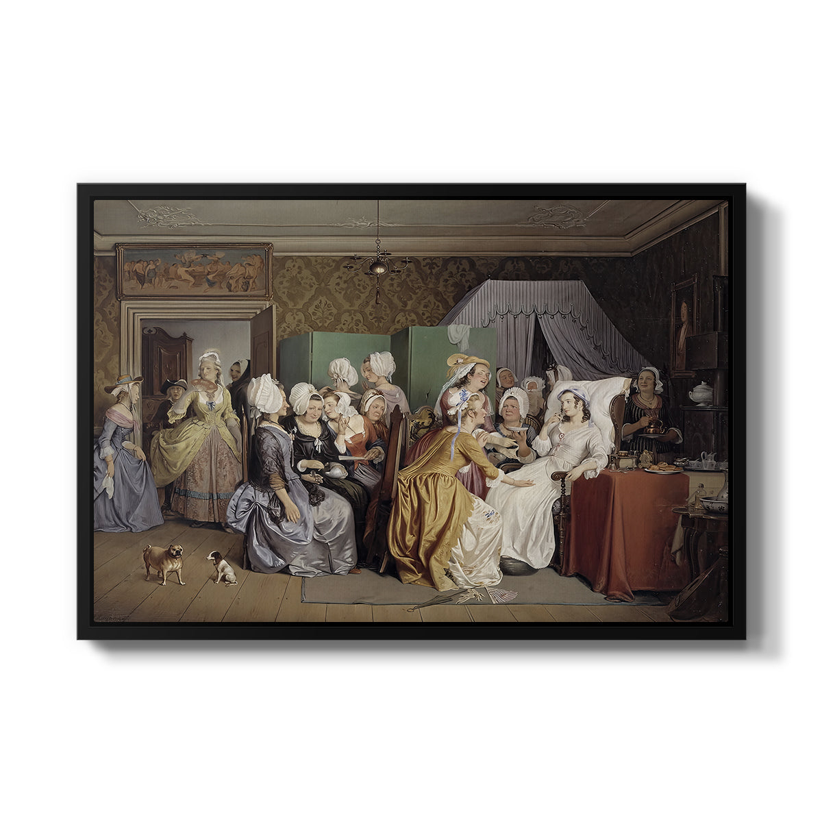 The Maternity Room (Scene from "Barselstuen"), 1845 - Floater Framed Canvas Print