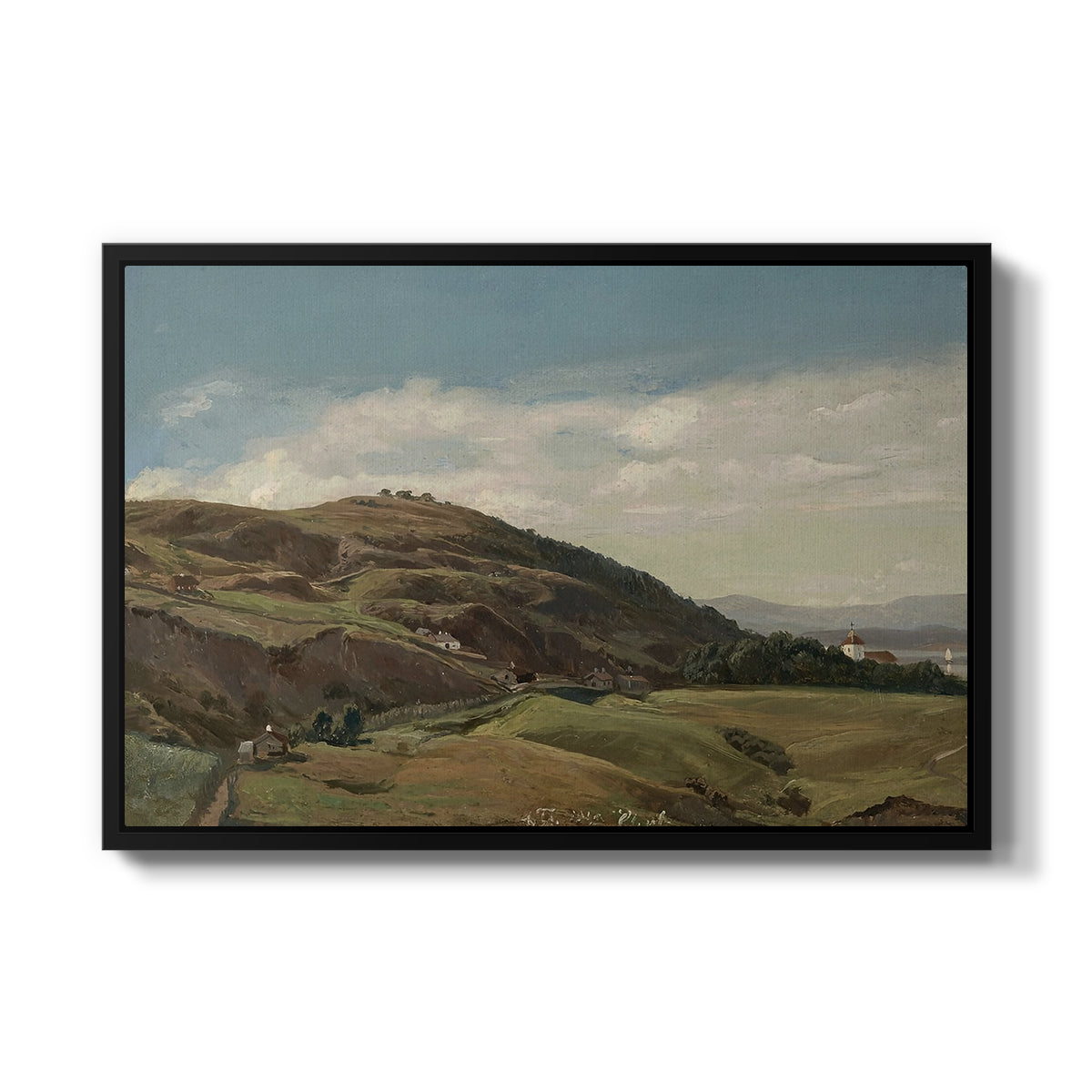 Ekeberg and Oslo Church, 1852 - Floater Framed Canvas Print