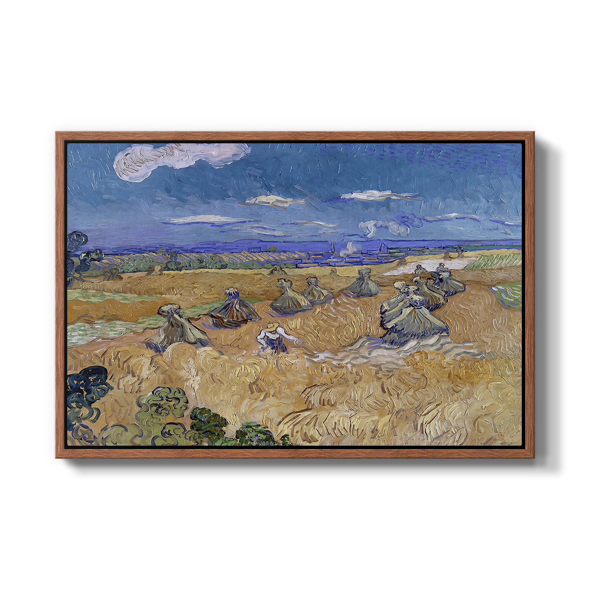 Wheat Field with Reaper, Auvers, 1888 - Floater Framed Canvas Print