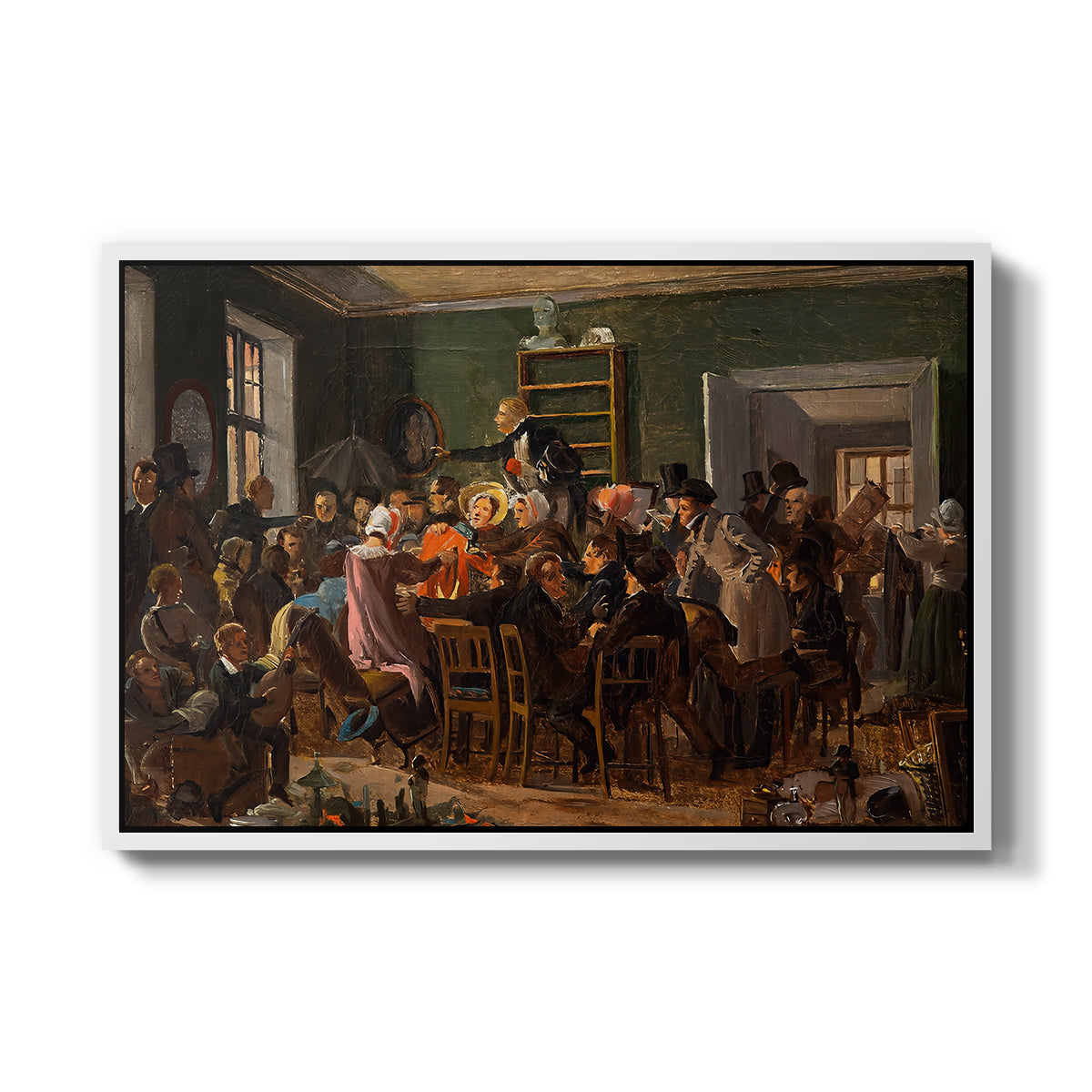 An Auction Scene, 1835 - Floater Framed Canvas Print