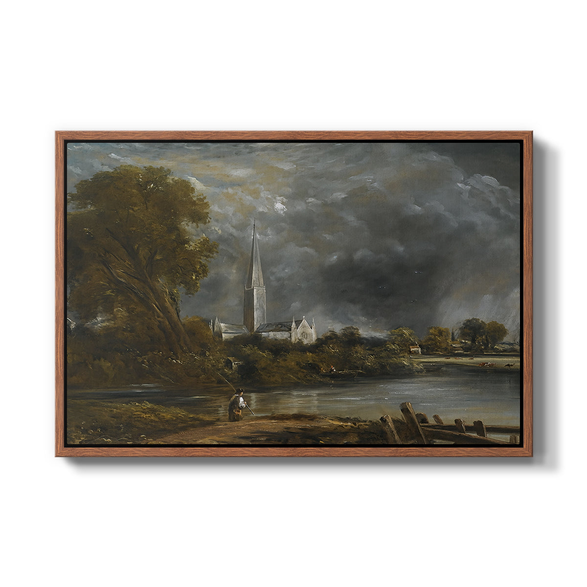 Salisbury Cathedral from the Meadows, c. 1831 - Floater Framed Canvas Print