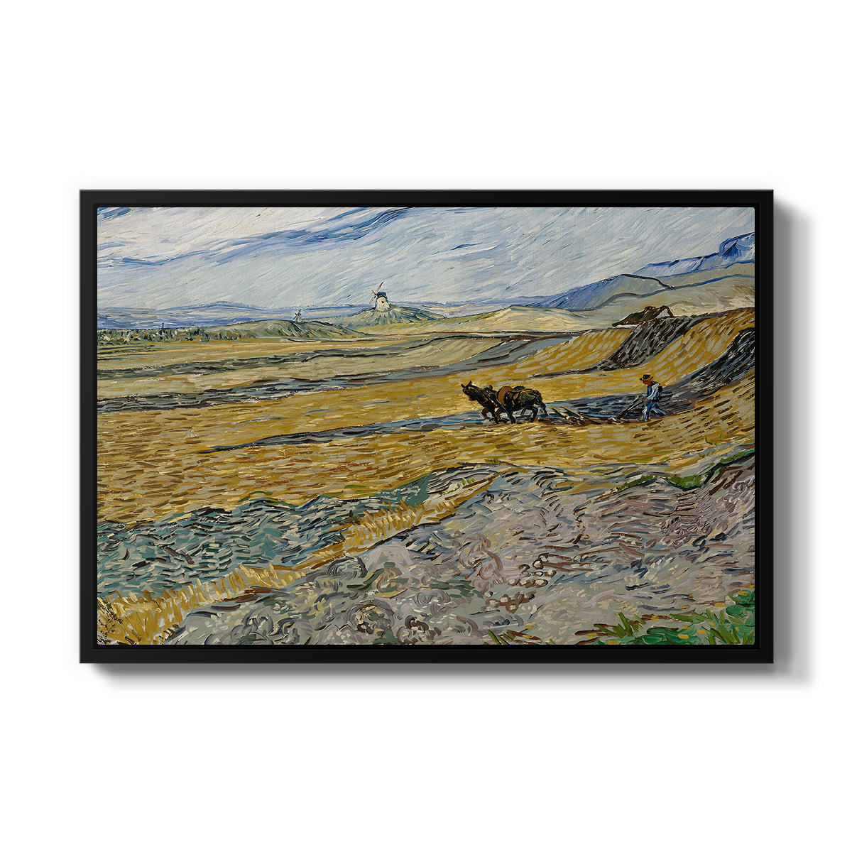 Enclosed Field with Ploughman, 1889 - Floater Framed Canvas Print