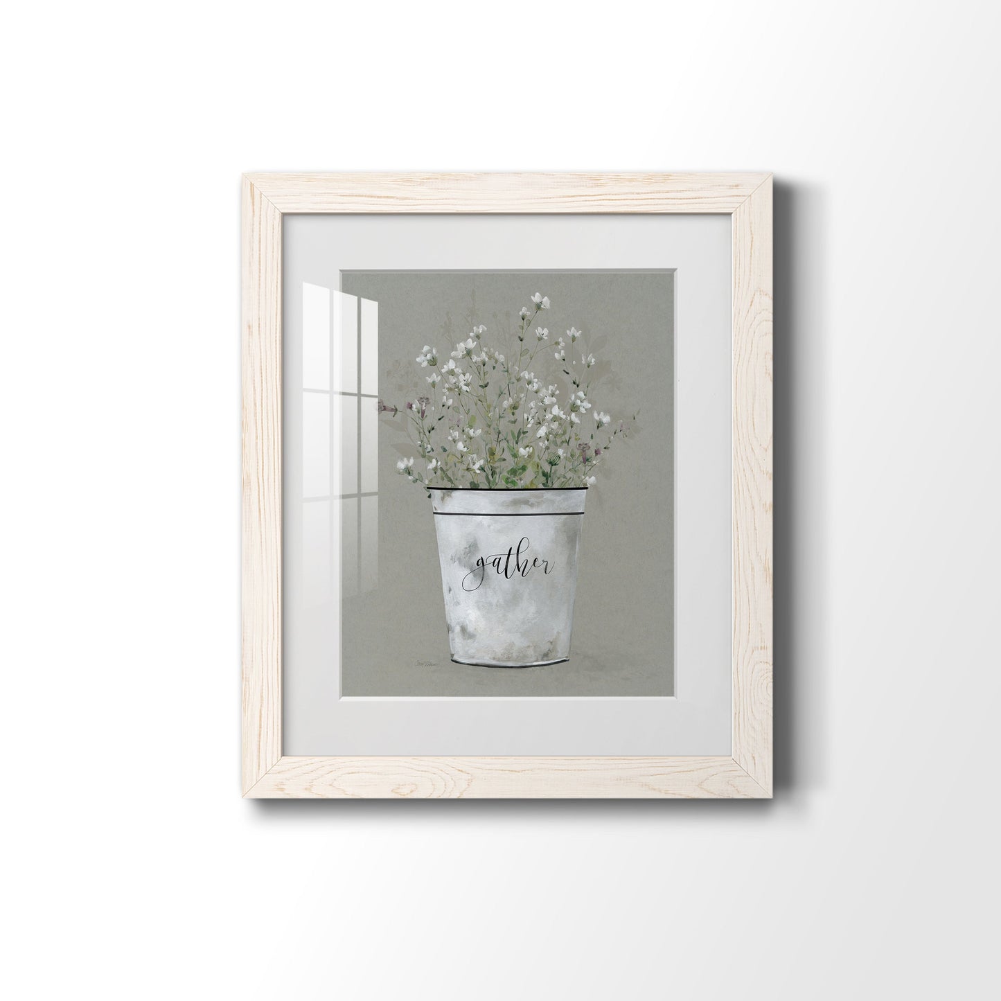 Bouquet of Grace Bucket Gather - Barnwood Framed Art Print
