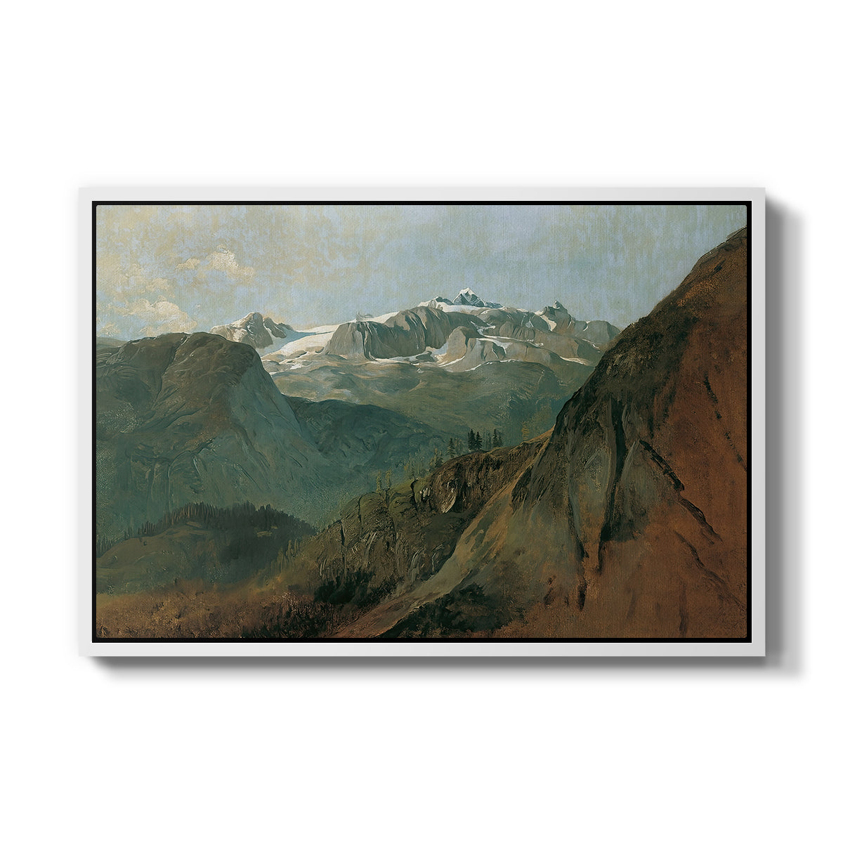The Dachstein from the Plassen near Hallstatt, 1827 - Floater Framed Canvas Print