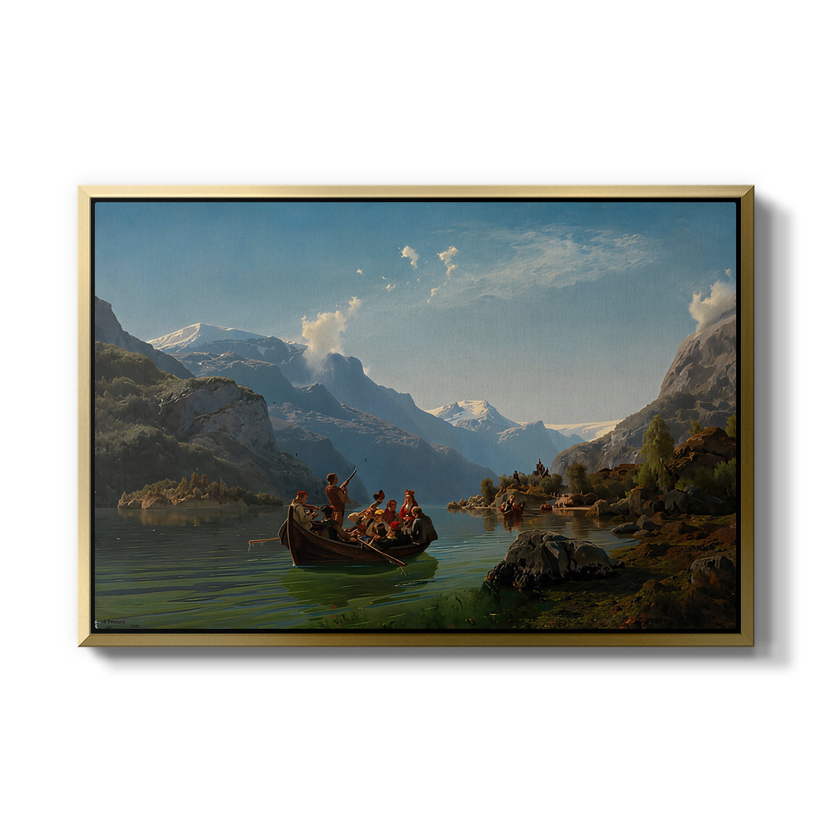 Bridal Procession on the Hardangerfjord, 1848 - Floater Framed Canvas Print