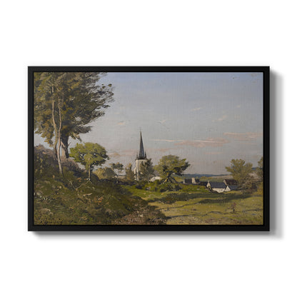 Village Landscape with Church, 1891 - Floater Framed Canvas Print