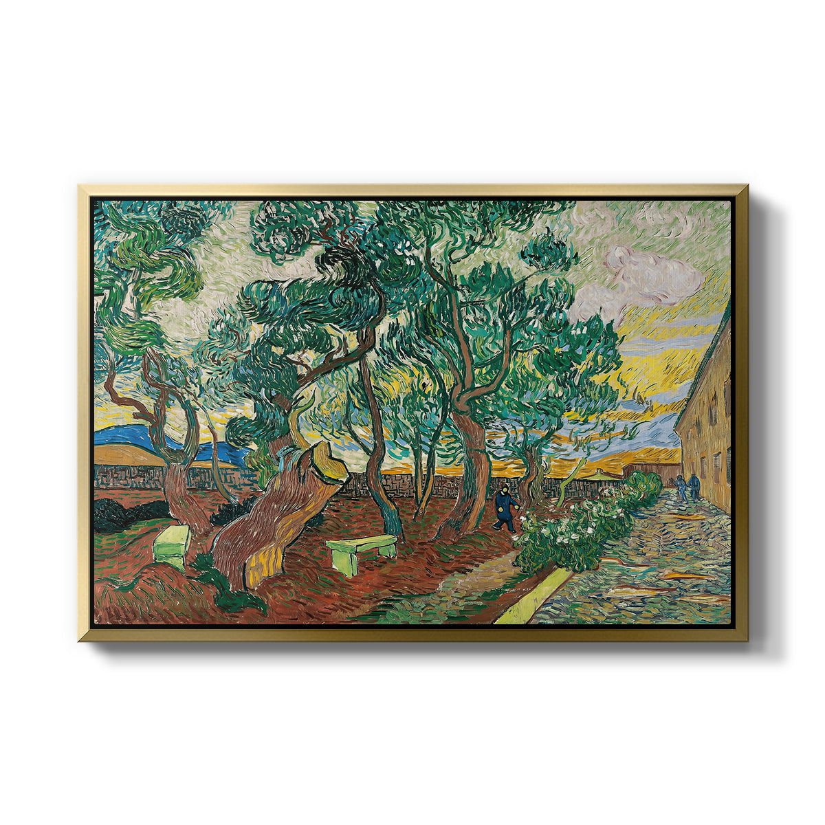 The Garden of Saint-Paul Hospital, 1889 - Floater Framed Canvas Print