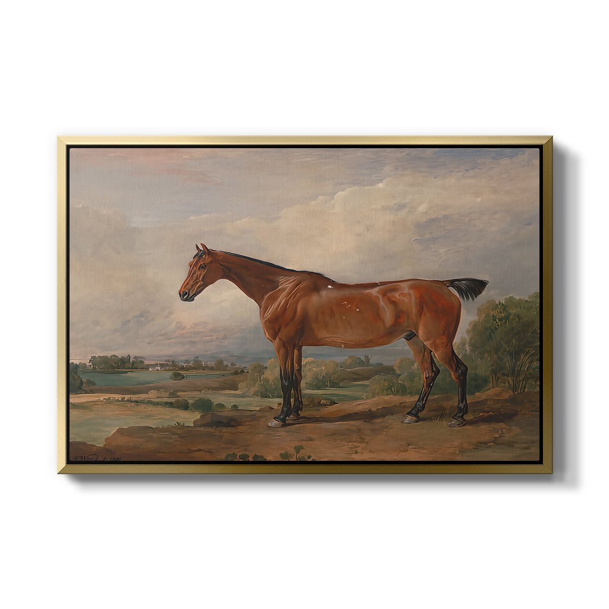 A Hunter in a Landscape, c. 1810 - Floater Framed Canvas Print