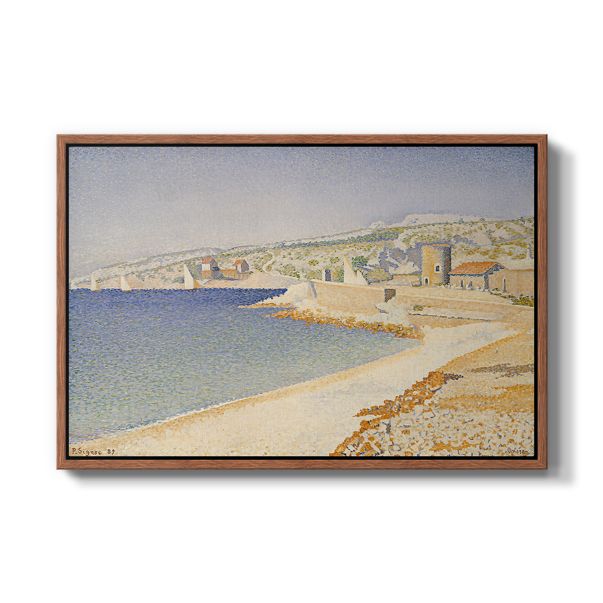 The Jetty at Cassis, Opus 198, 1889 - Floater Framed Canvas Print