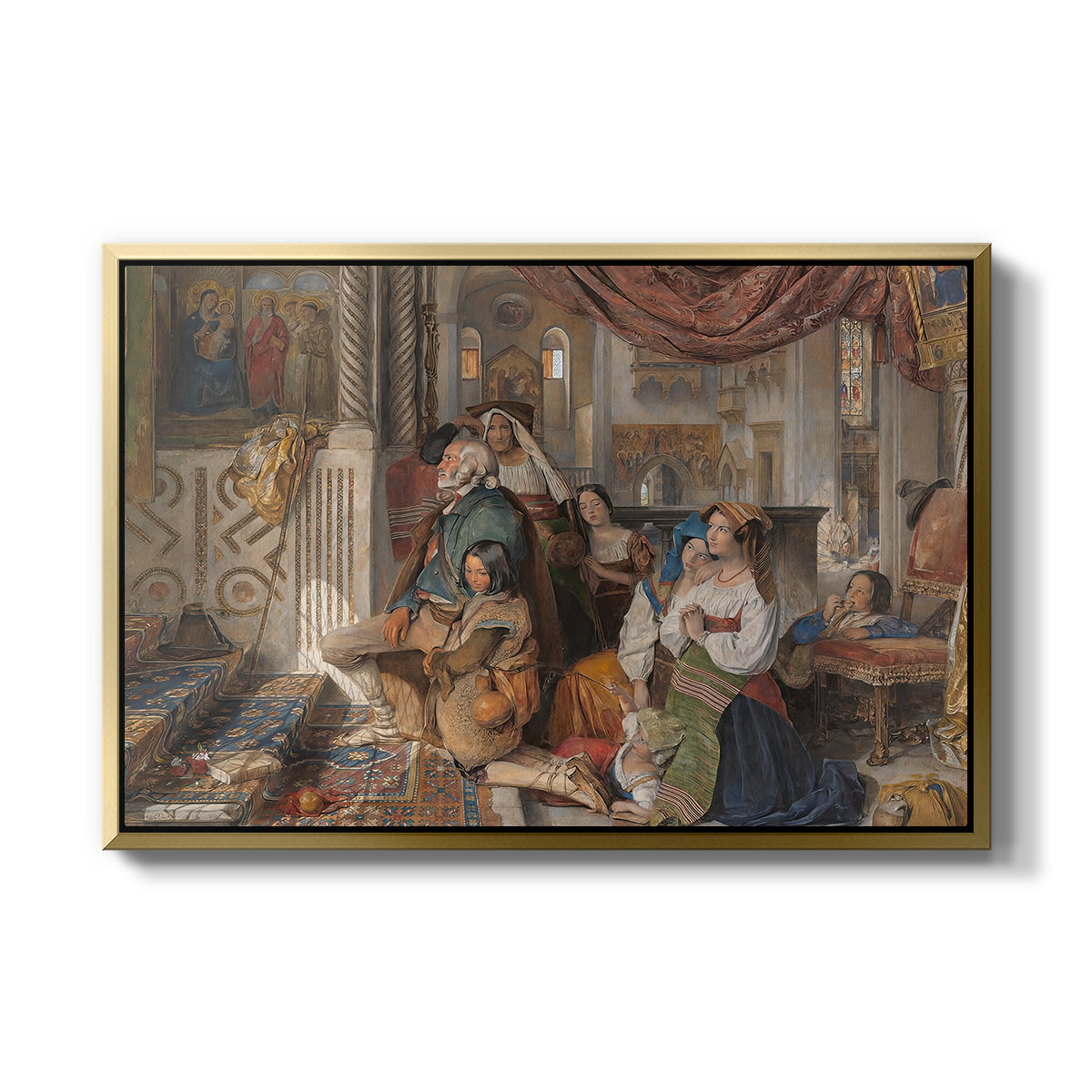Roman Pilgrims, 1854 - Floater Framed Canvas Print